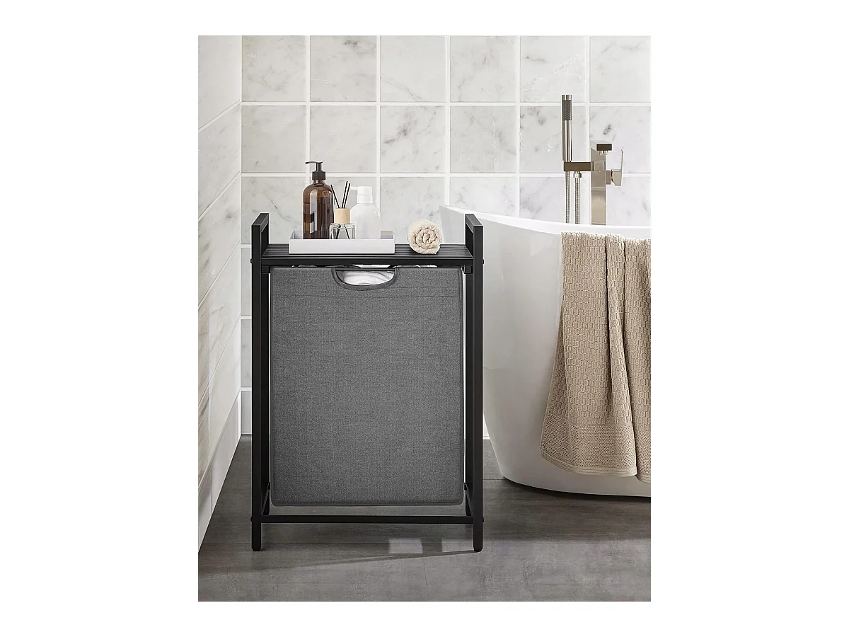 Panier à linge Valora gris à compartiment unique 65 L style loft