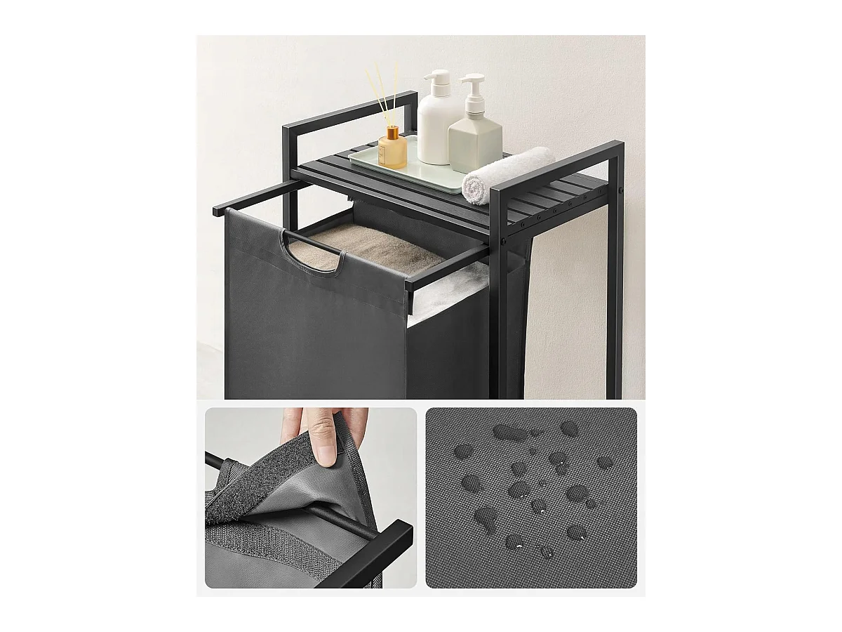Panier à linge Valora gris à compartiment unique 65 L style loft