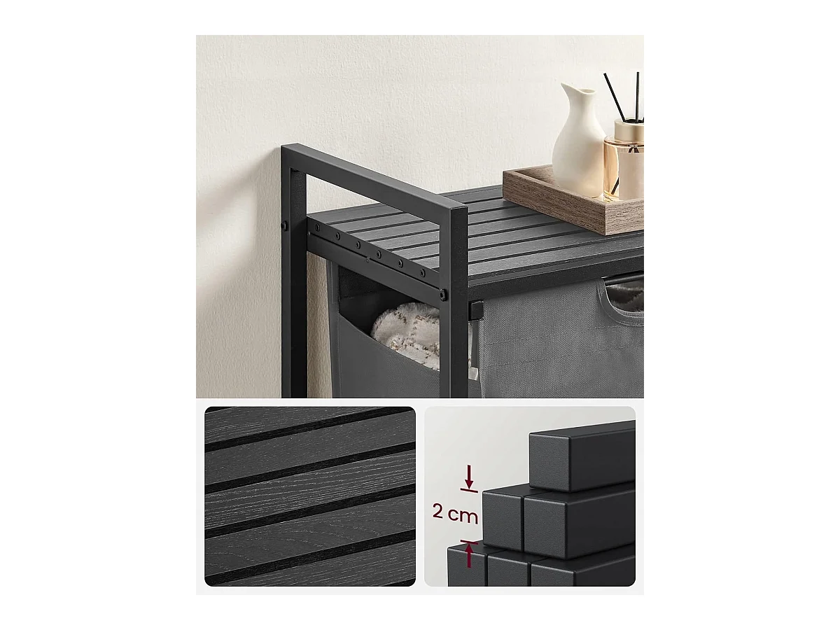 Panier à linge Valora gris à compartiment unique 65 L style loft