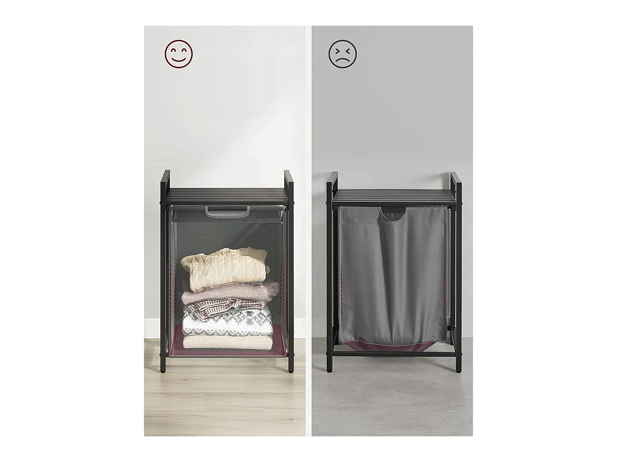 Panier à linge Valora gris à compartiment unique 65 L style loft