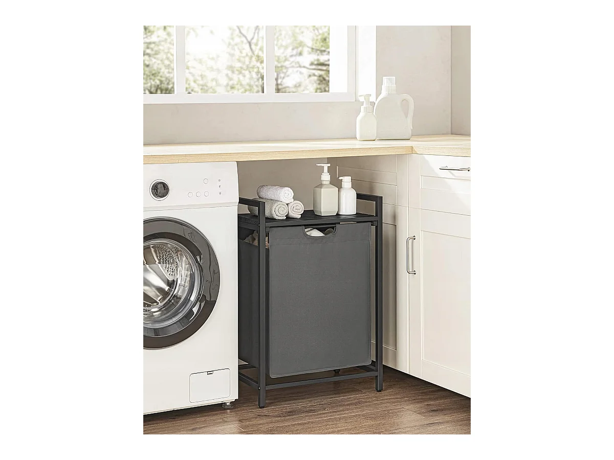 Panier à linge Valora gris à compartiment unique 65 L style loft
