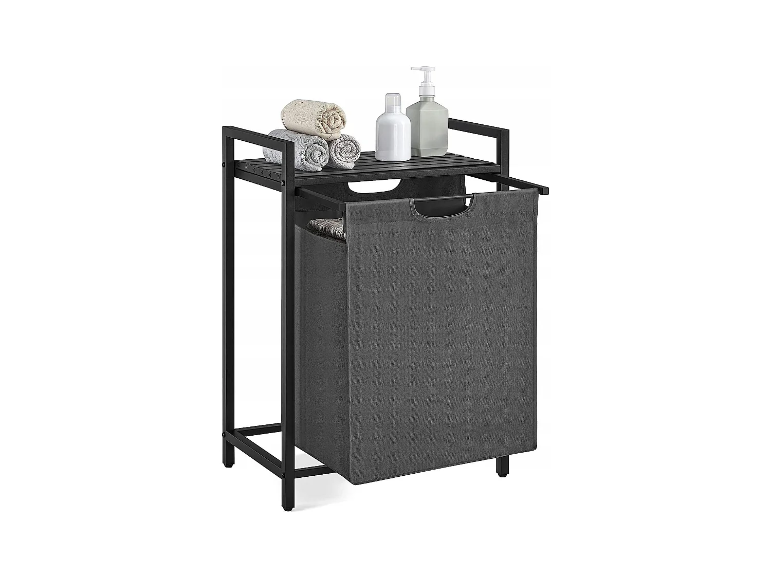 Panier à linge Valora gris à compartiment unique 65 L style loft