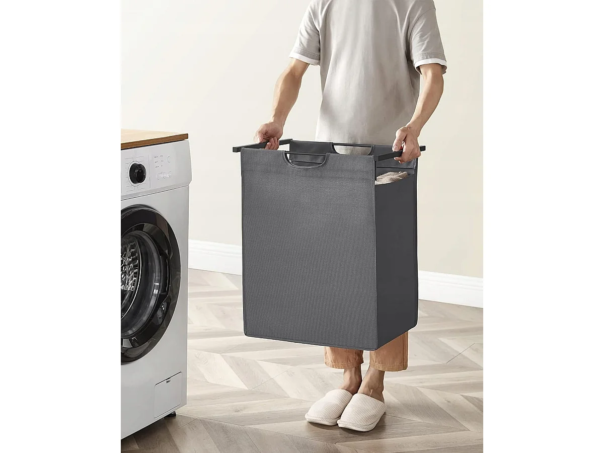 Panier à linge Valora gris à compartiment unique 65 L style loft