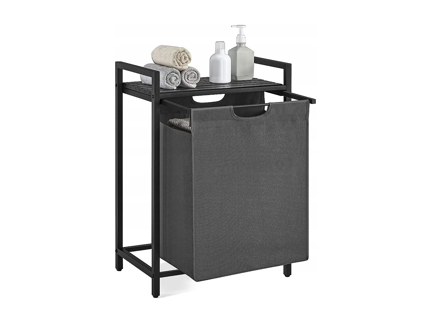 Panier à linge Valora gris à compartiment unique 65 L style loft