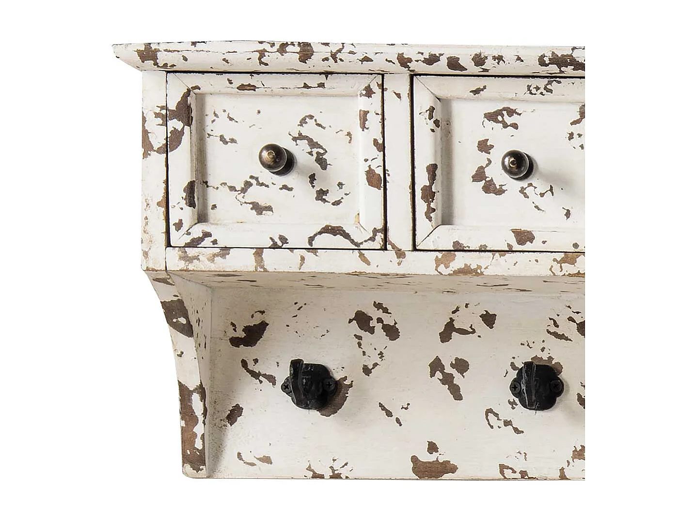 Shabby Küchenregal in Antikweiß vier Schubladen