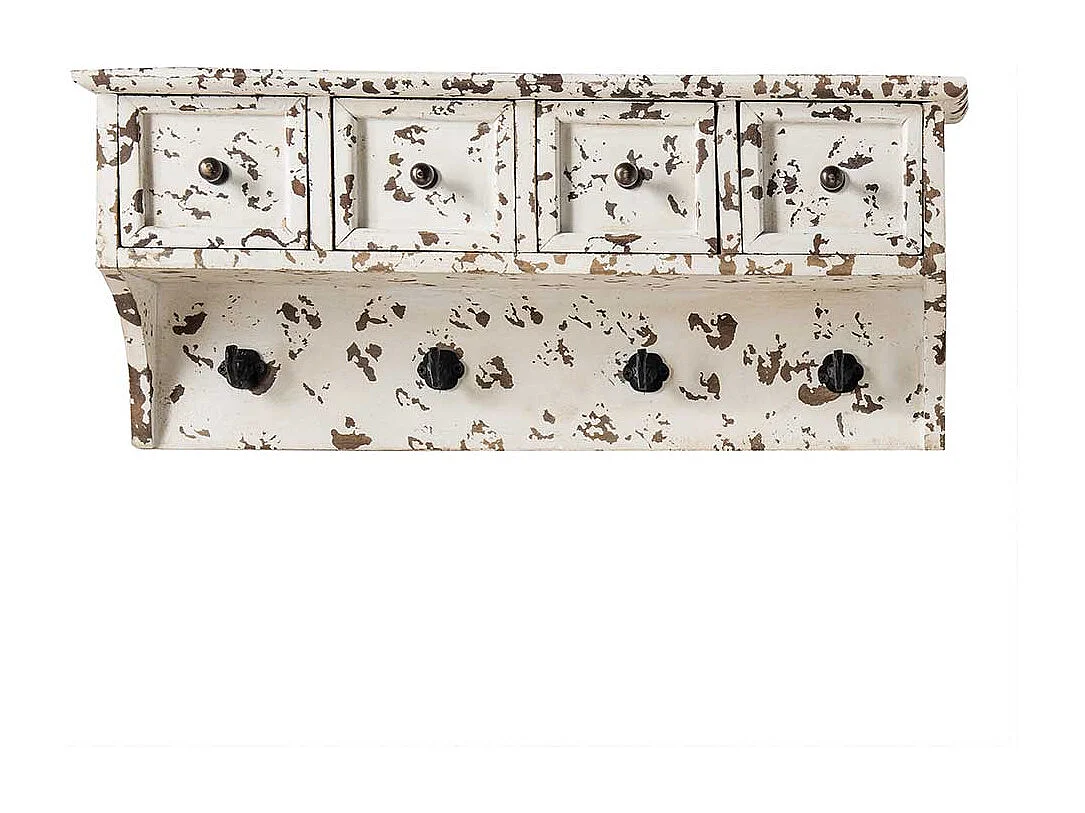 Shabby Küchenregal in Antikweiß vier Schubladen