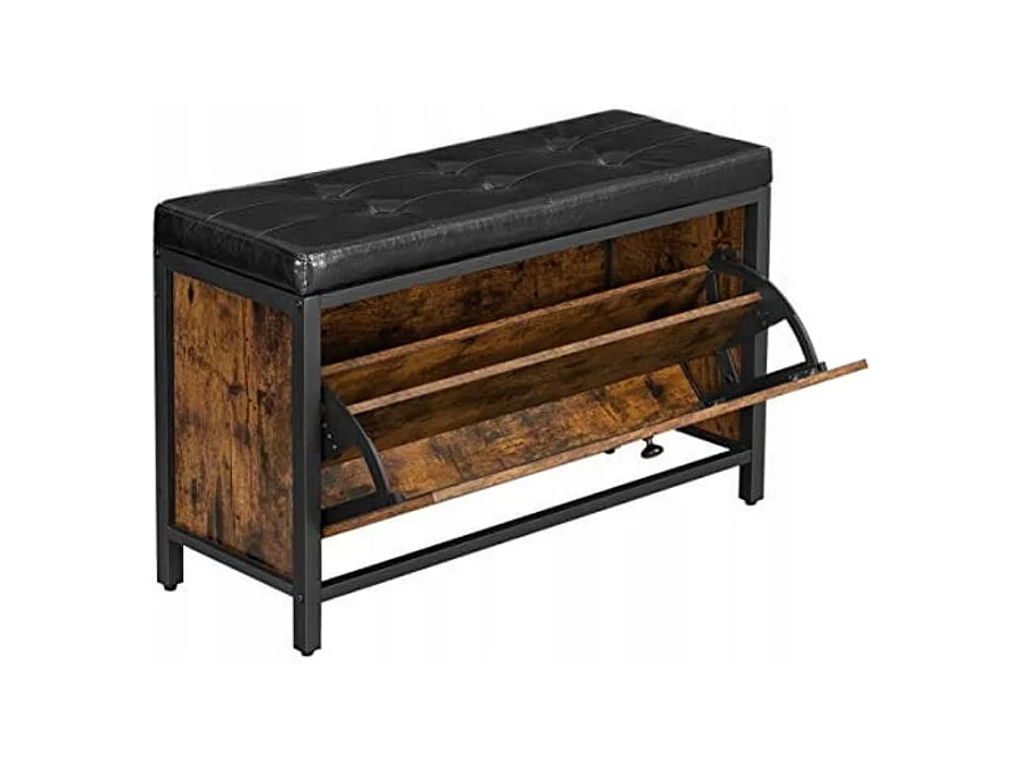 Valora Rustieke Bruine Schoenenkast met Zachte Zitting Loft Stijl & Modern