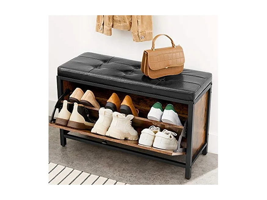 Valora Rustieke Bruine Schoenenkast met Zachte Zitting Loft Stijl & Modern