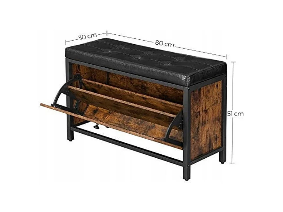 Valora Rustieke Bruine Schoenenkast met Zachte Zitting Loft Stijl & Modern