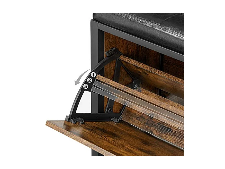 Valora Rustieke Bruine Schoenenkast met Zachte Zitting Loft Stijl & Modern