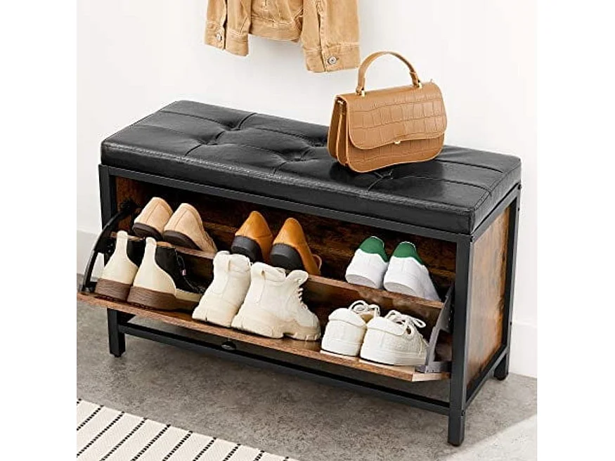 Valora Sapateira Rústica Marrom com Assento Macio Estilo Loft e Moderno