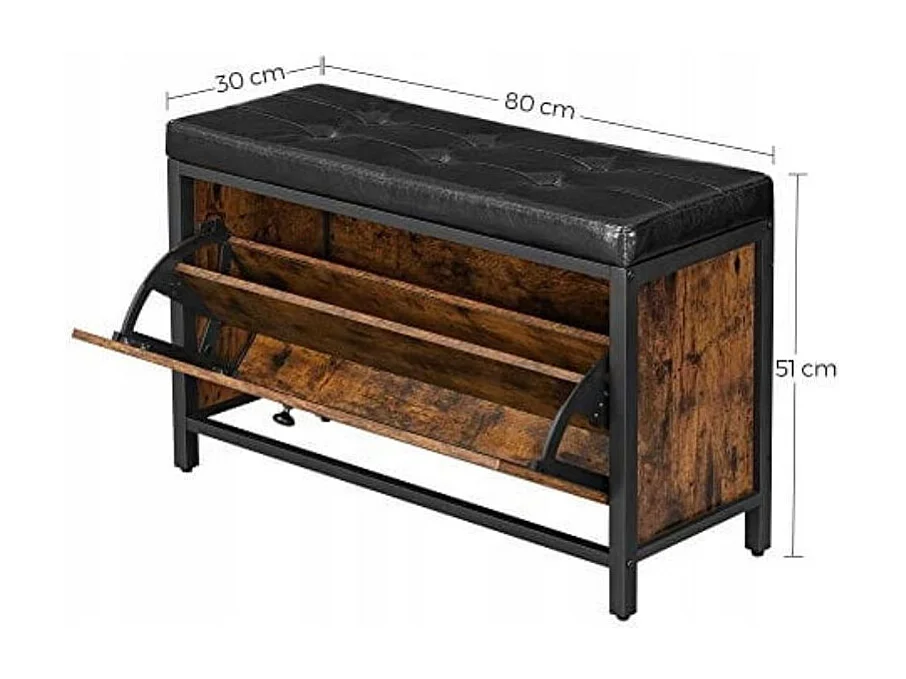 Valora Sapateira Rústica Marrom com Assento Macio Estilo Loft e Moderno