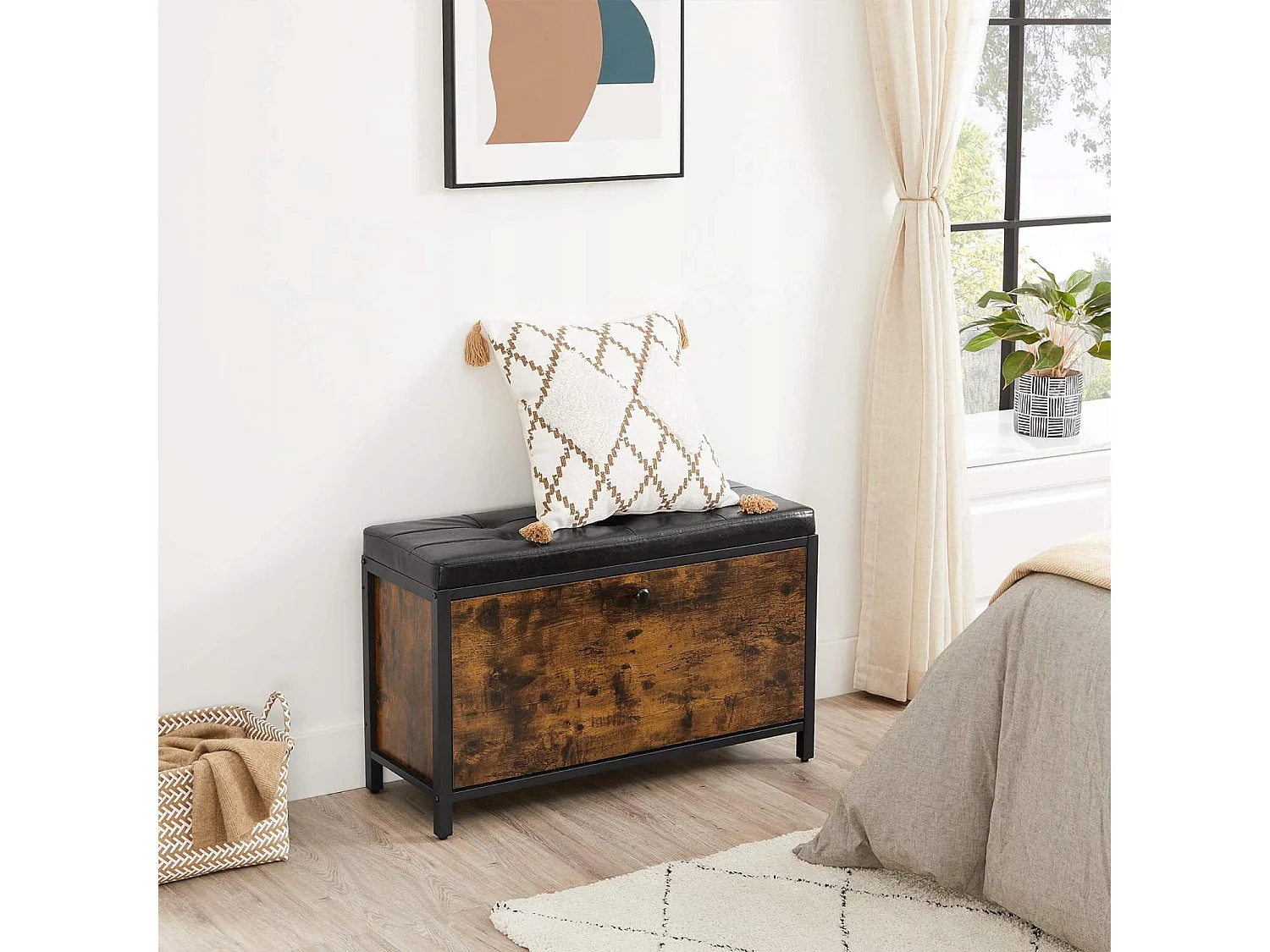 Valora Sapateira Rústica Marrom com Assento Macio Estilo Loft e Moderno