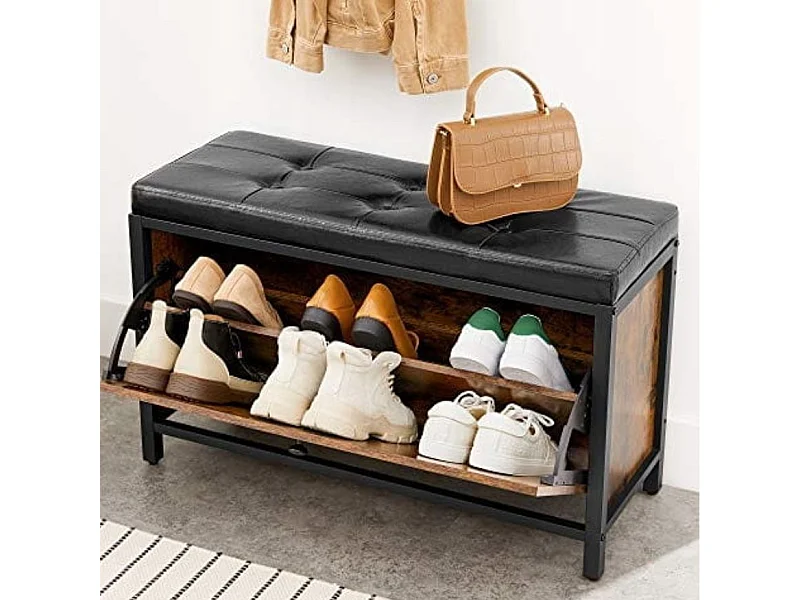 Valora Sapateira Rústica Marrom com Assento Macio Estilo Loft e Moderno