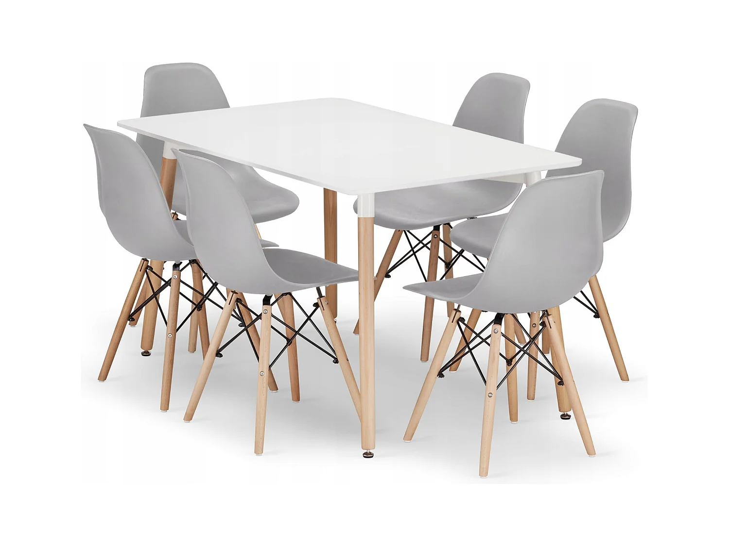 Valora YURO Tavolo Rettangolare 120x80 Bianco + 6 Sedie OSAKA Grigie