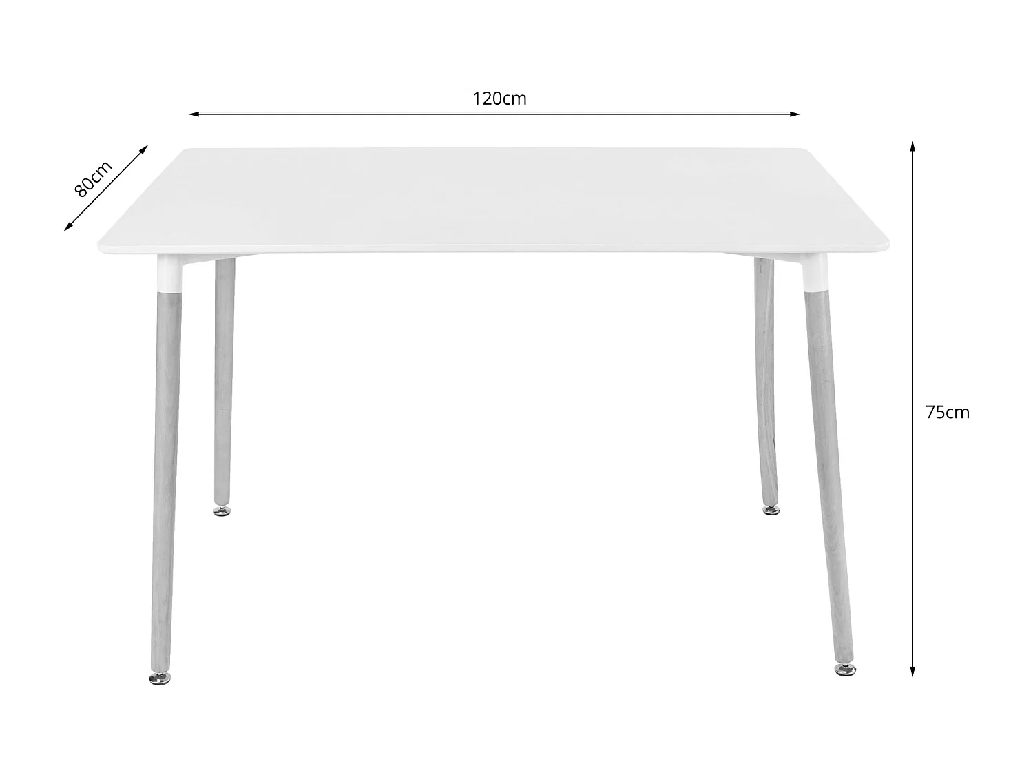 Valora Mesa Rectangular YURO 120x80 Blanca + 6 Sillas OSAKA Gris