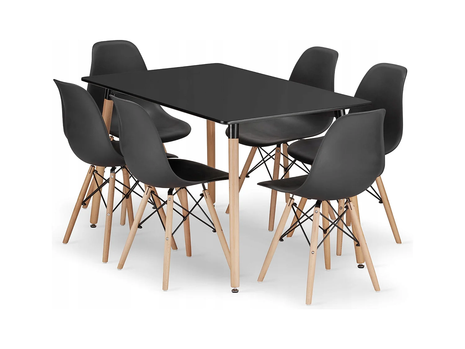 Ensemble table à manger Valora YURO 120x80 noir avec 6 chaises OSAKA