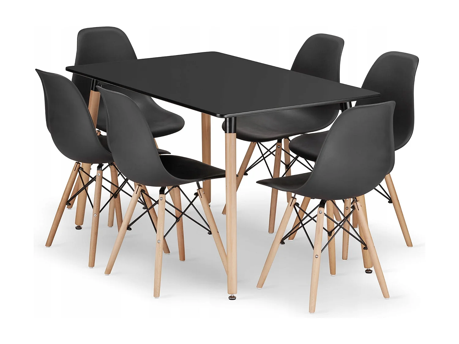 Ensemble table à manger Valora YURO 120x80 noir avec 6 chaises OSAKA