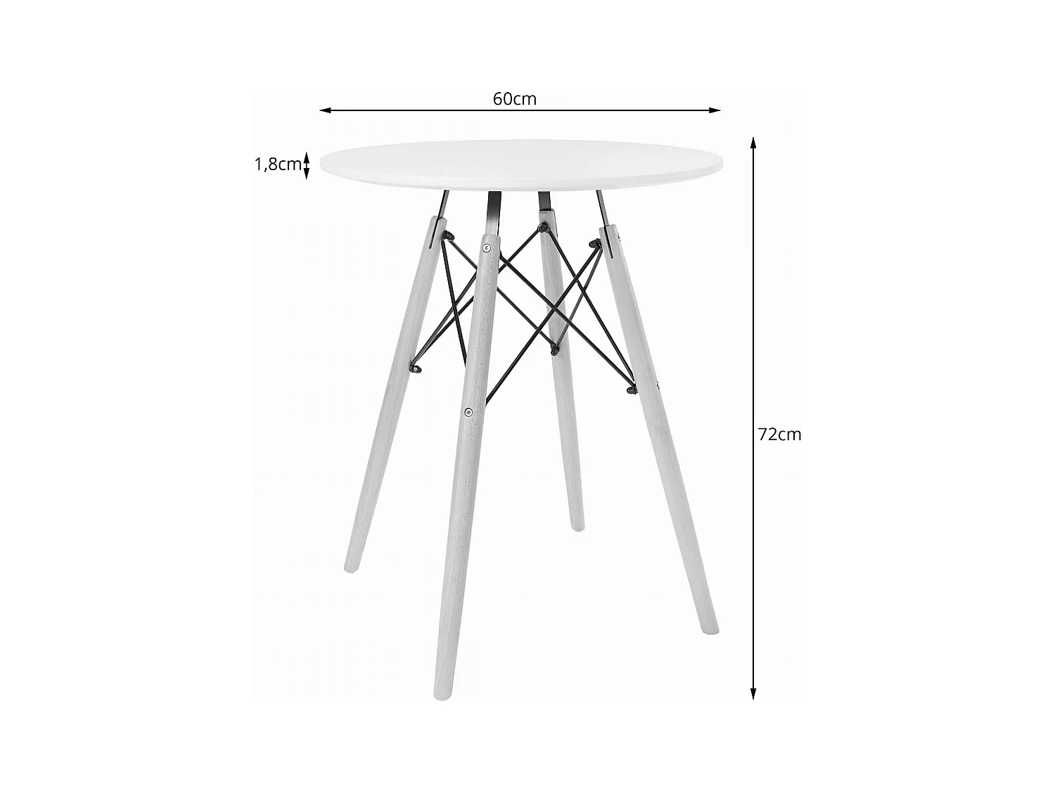 Valora Esszimmerset | KOVA 60 cm weißer runder Tisch + 2 WAKO rosa Stühle