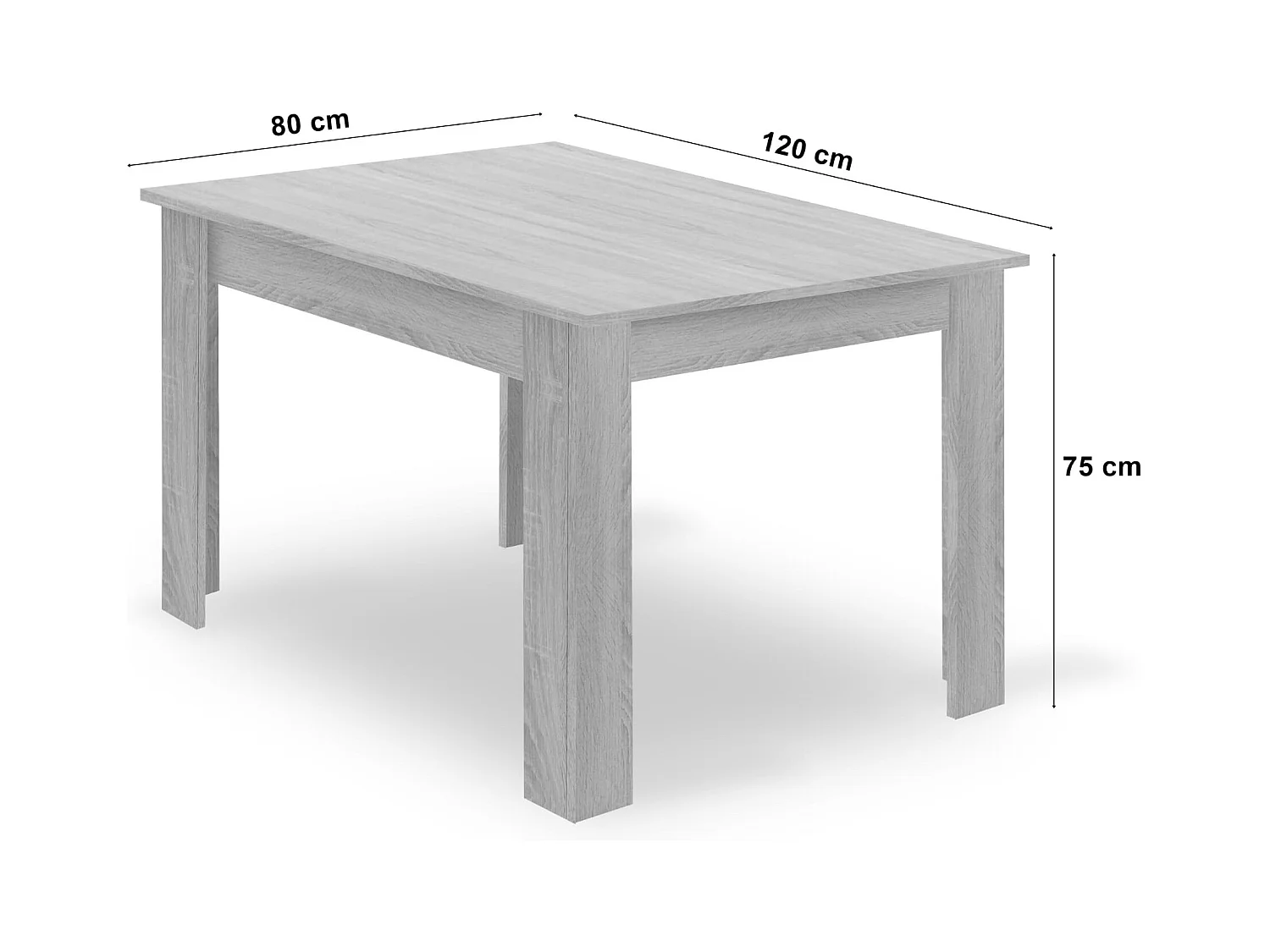 Valora Esszimmerset | Tisch 120x80 Craft Schwarz + 4 OSAKA Schwarze Stühle