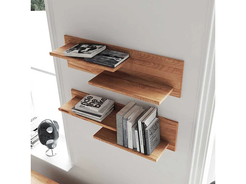 Wandregal aus Kernbuche Massivholz 2 Ablagen
