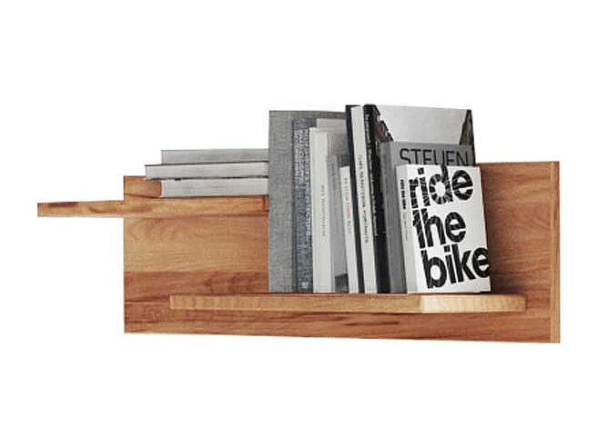 Wandregal aus Kernbuche Massivholz 2 Ablagen