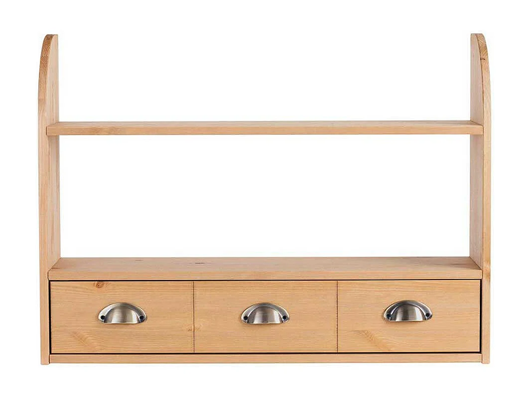 Wandhängeregal aus Kiefer Massivholz einer Schublade
