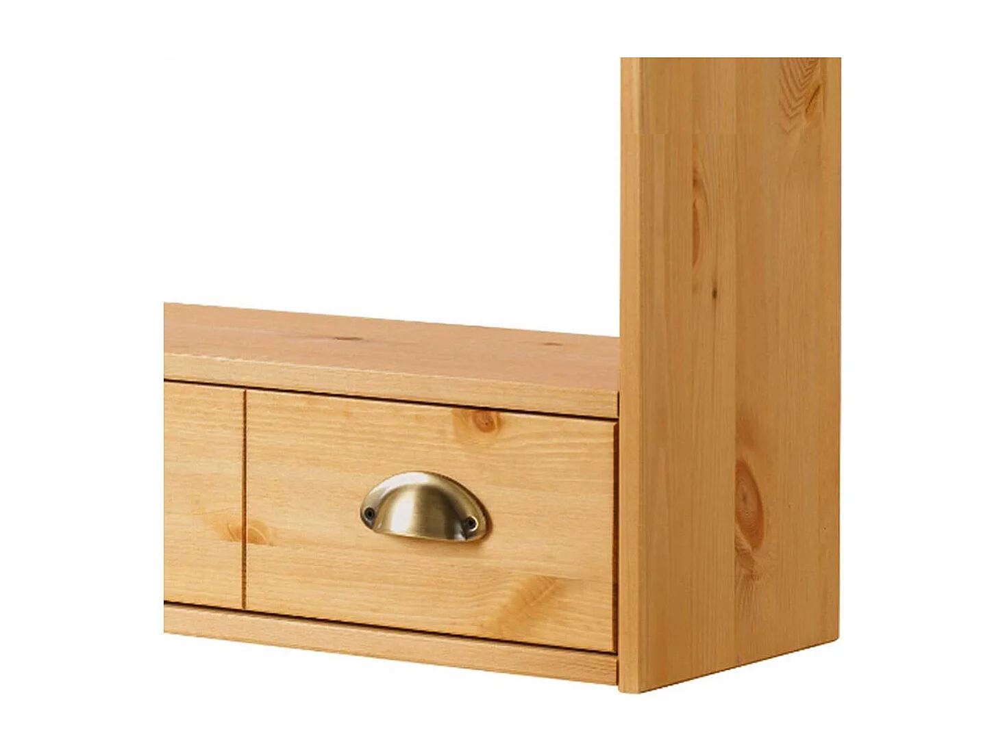 Wandhängeregal aus Kiefer Massivholz einer Schublade