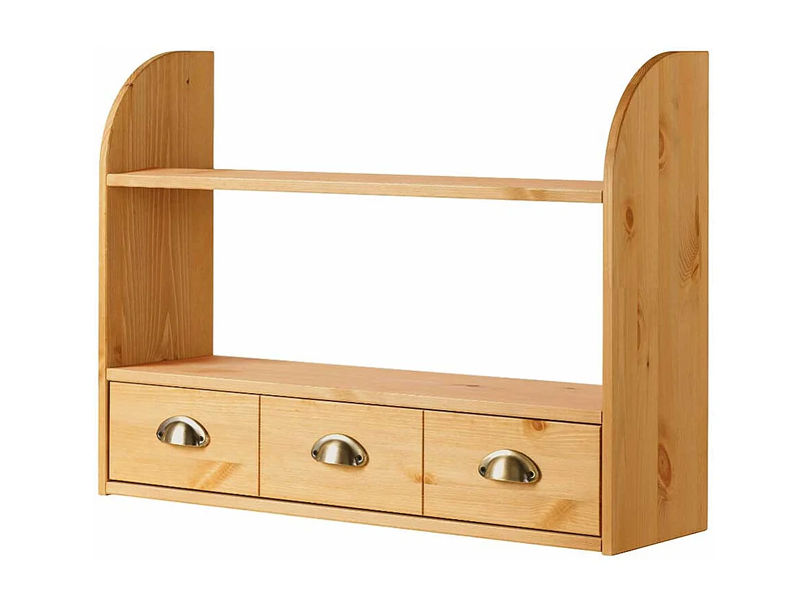 Wandhängeregal aus Kiefer Massivholz einer Schublade