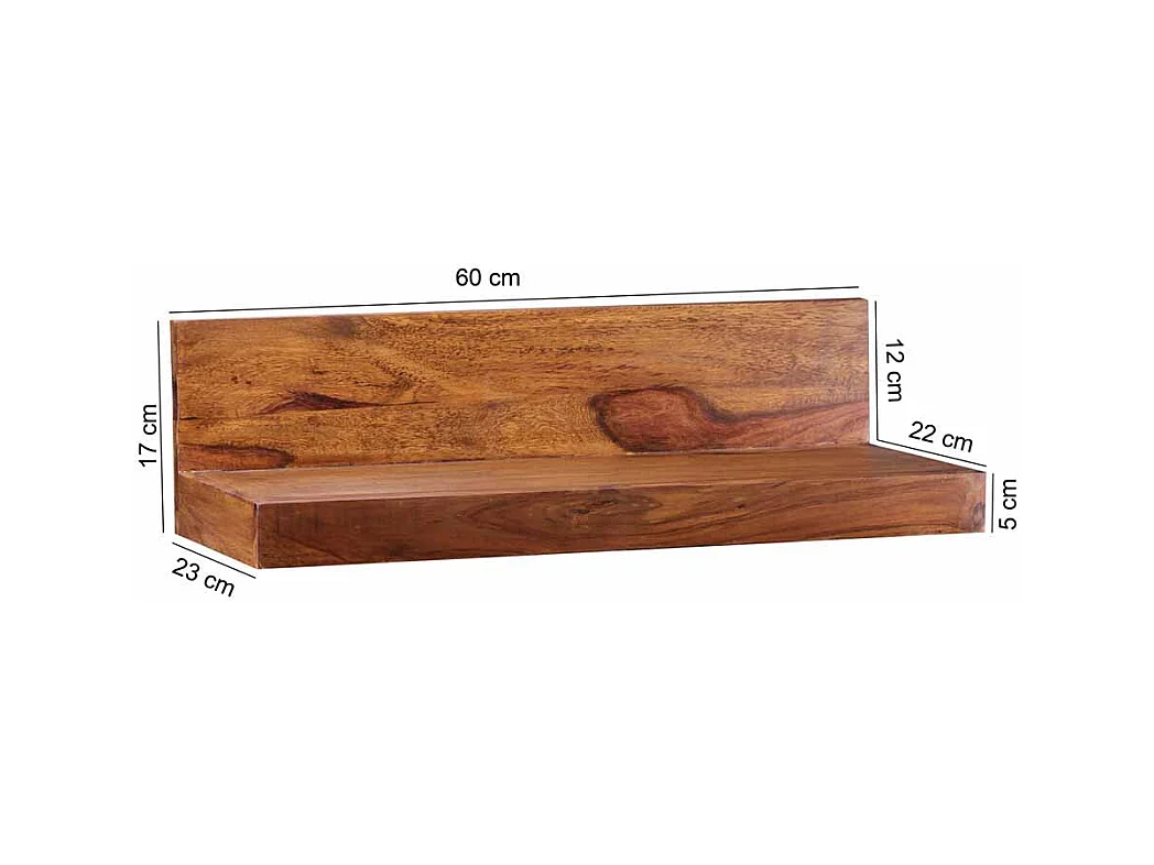 Hängeregal aus Sheesham Massivholz lackiert