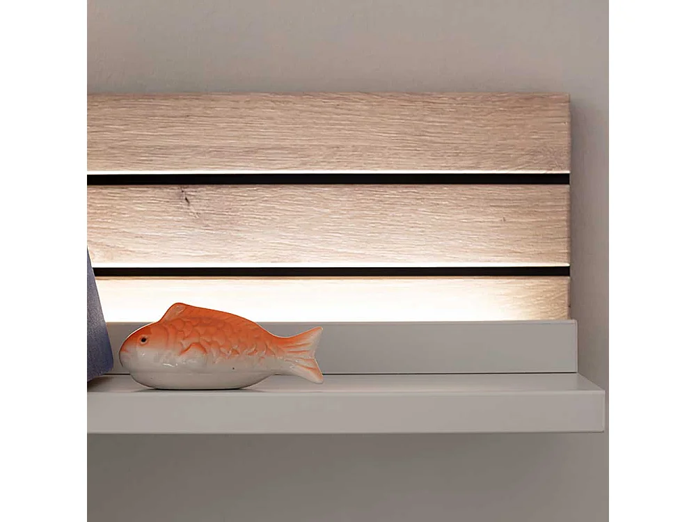 Wohnzimmer Wandboard in Weiß und Wildeichefarben 150 cm breit