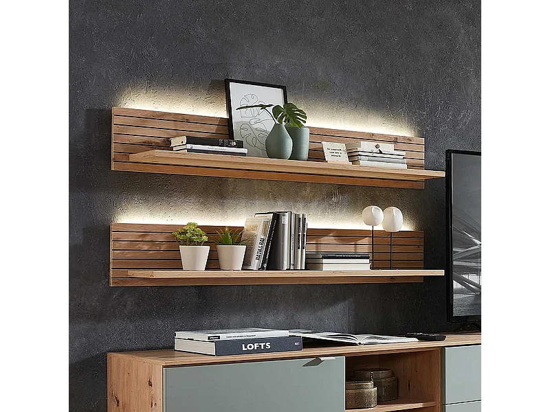 Wandboard Wohnzimmer modern 120 cm breit LED Beleuchtung