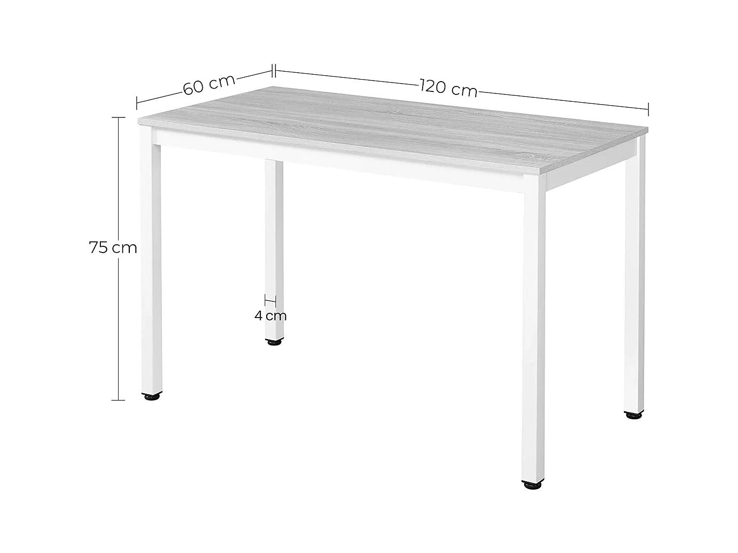 Valora ROVA 120x60 Tischset aus heller Eiche mit 4 Stühlen in OSAKA-Grau