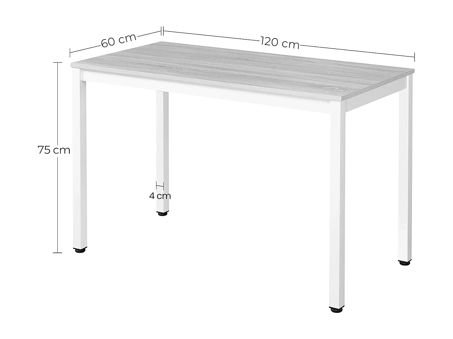 Conjunto de mesa Valora ROVA 120x60 em carvalho claro com 4 cadeiras OSAKA cinza