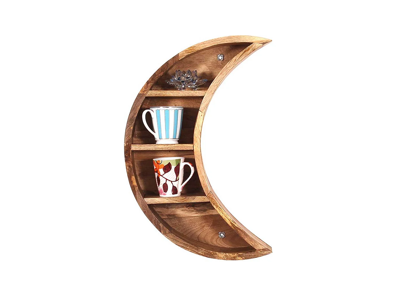 Massivholzregal in modernem Design mondförmig