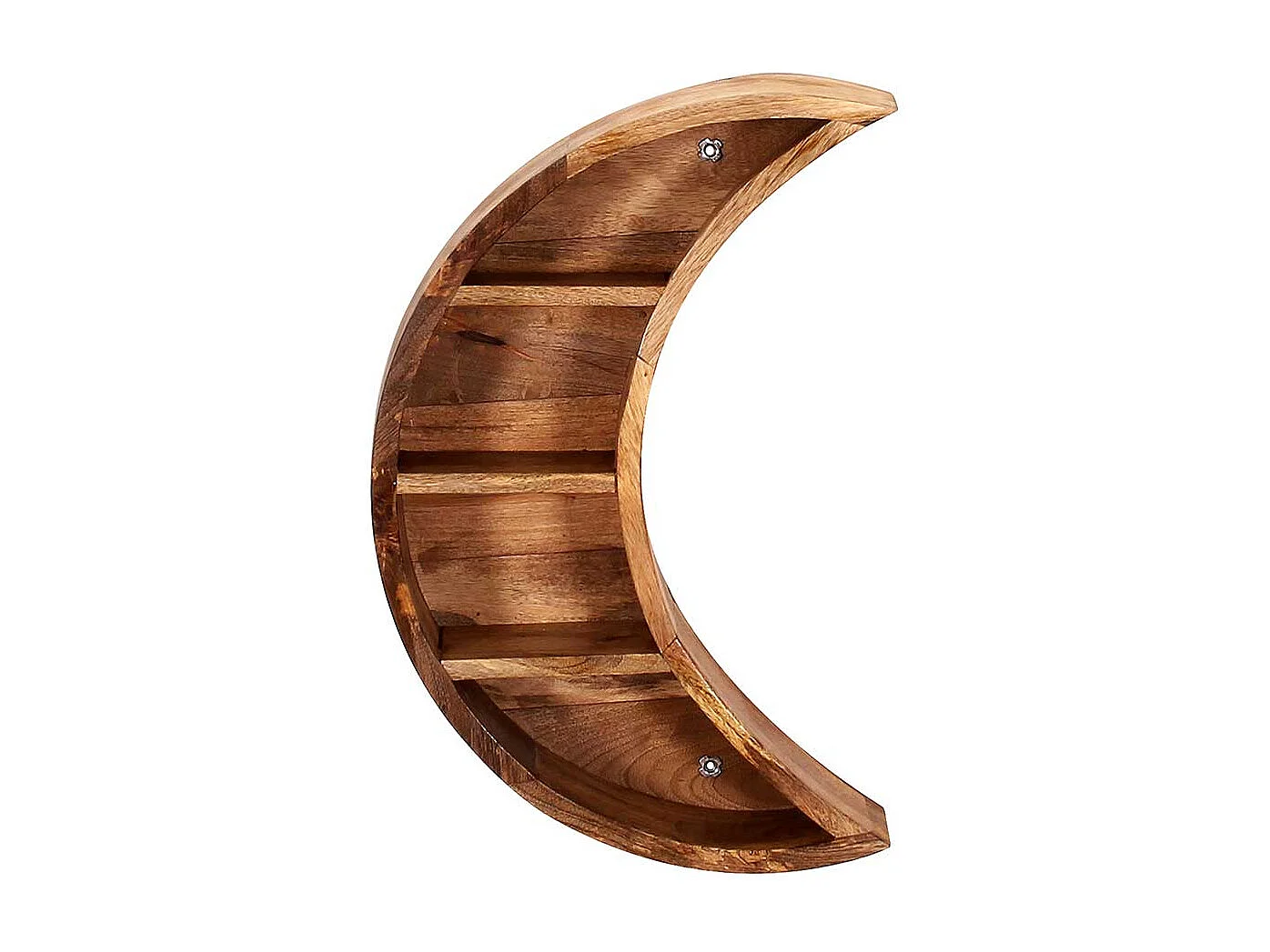 Massivholzregal in modernem Design mondförmig