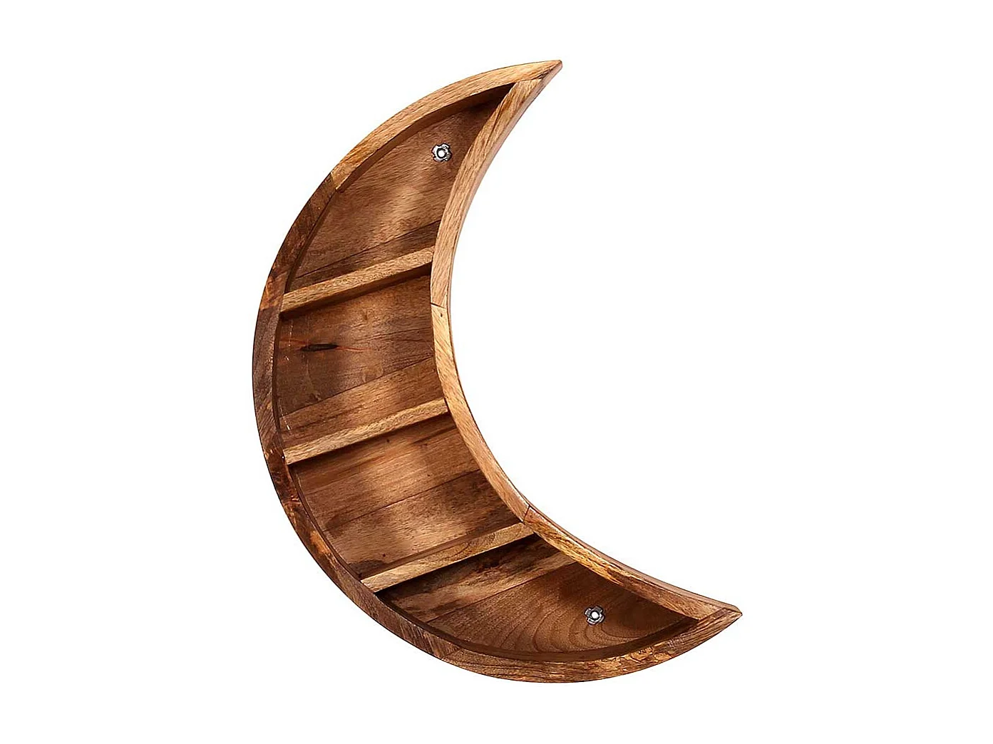 Massivholzregal in modernem Design mondförmig