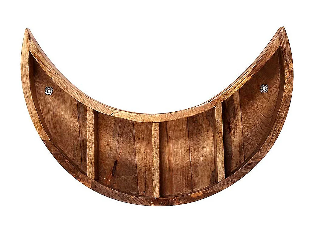 Massivholzregal in modernem Design mondförmig