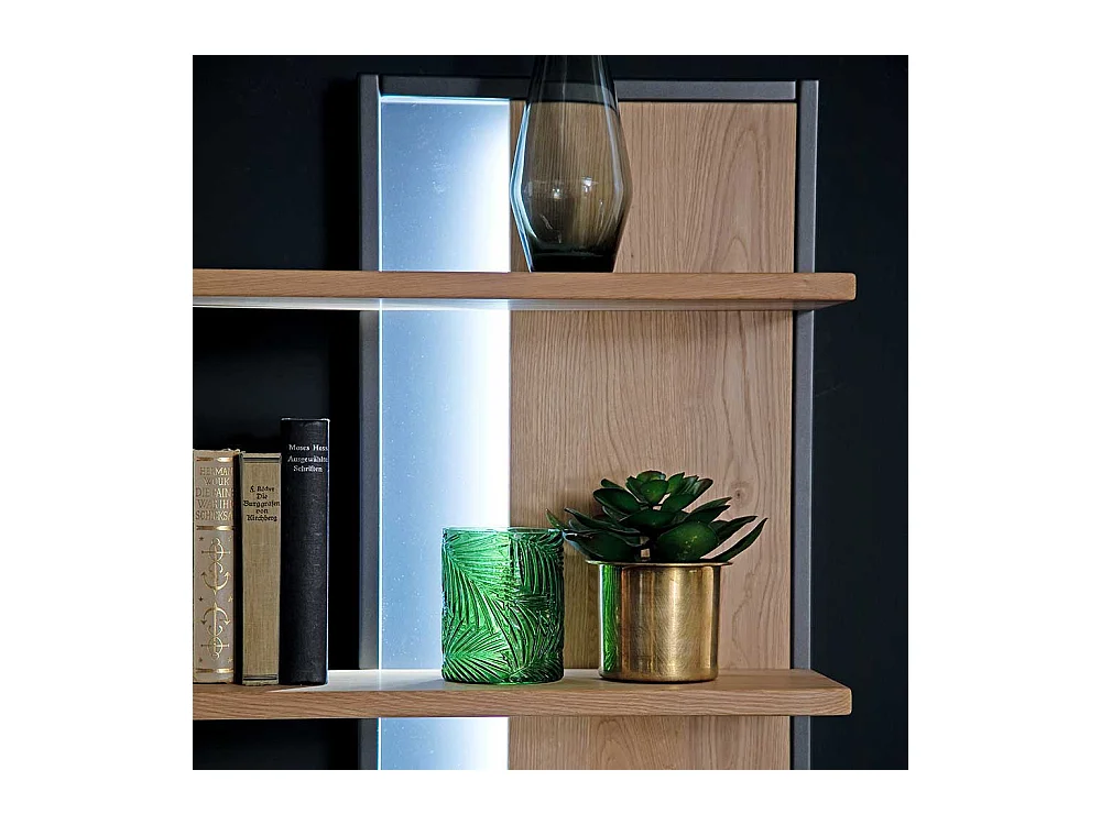 Wohnzimmer Wandregal in Eiche Bianco und Anthrazit 70 cm breit