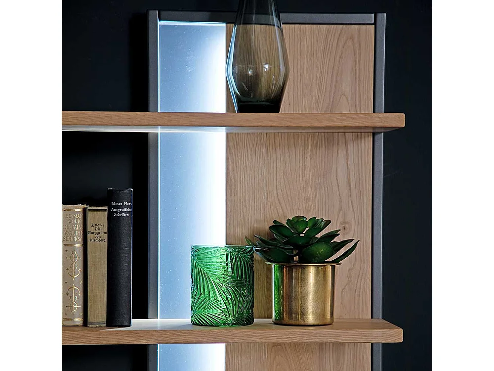 Wohnzimmer Wandregal in Eiche Bianco und Anthrazit 70 cm breit