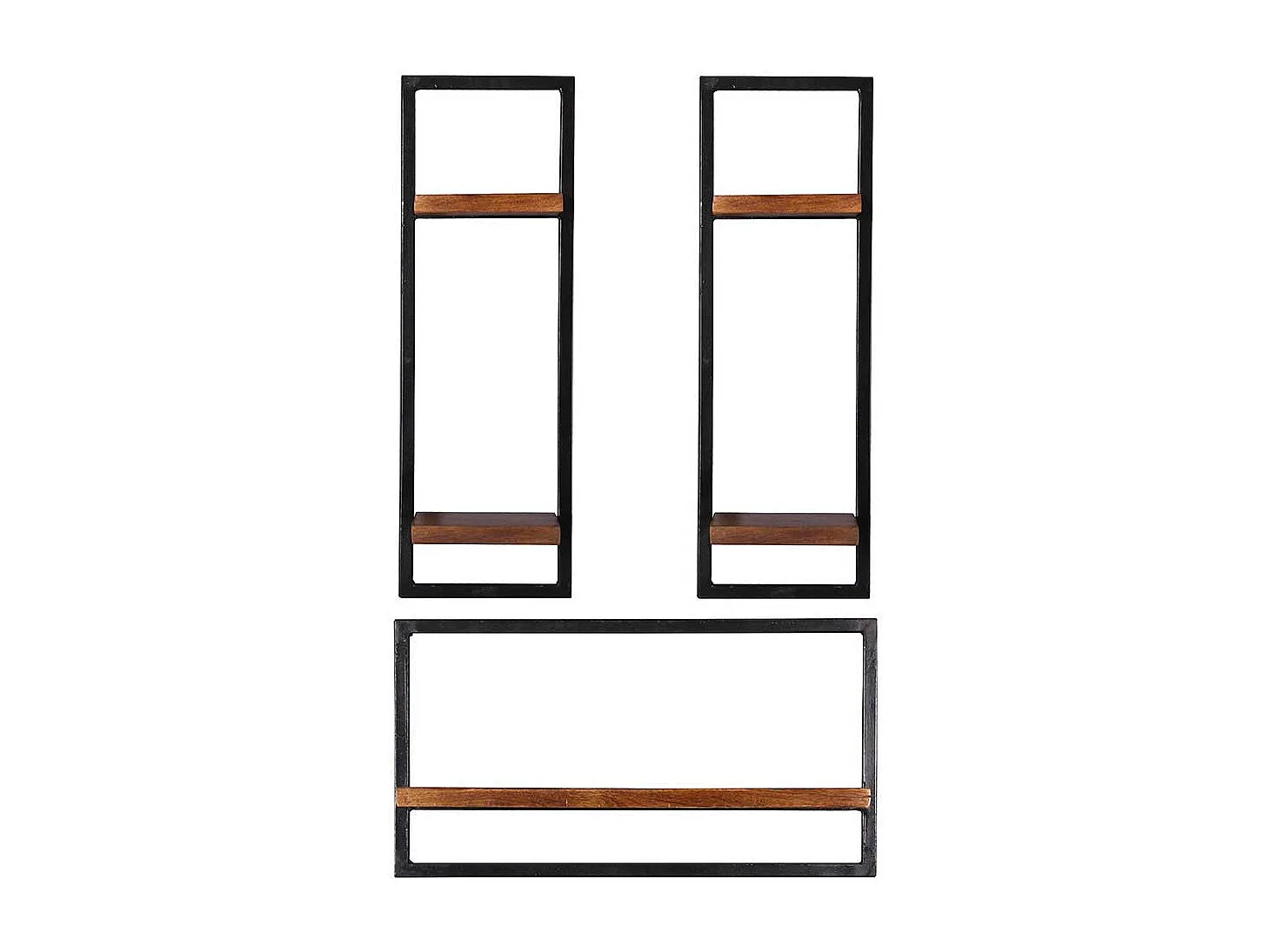 Industry Regale aus Mangobaum Massivholz Metall (dreiteilig)