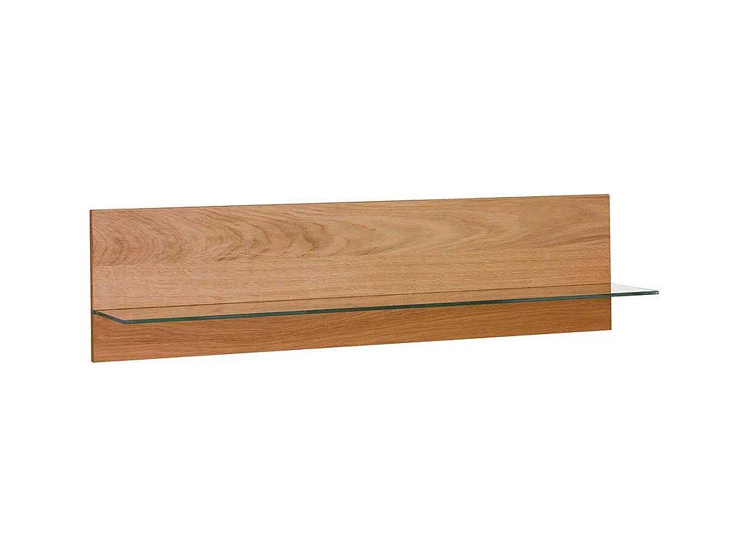 Wandboard in Eichefarben Ablage aus Glas