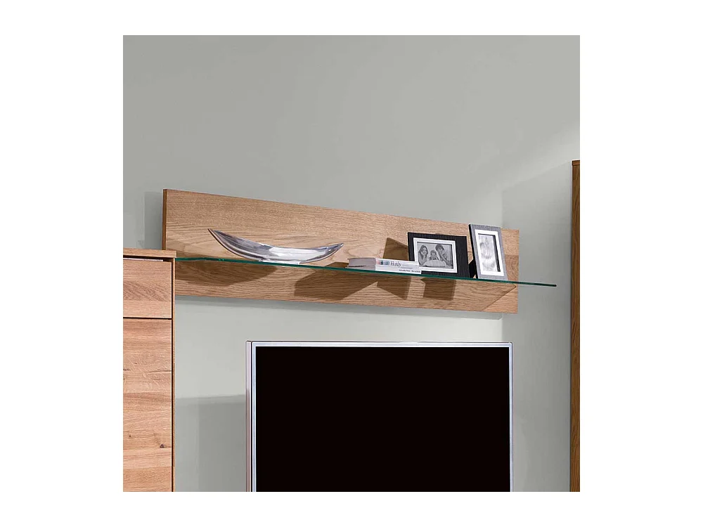 Wandboard in Eichefarben Ablage aus Glas