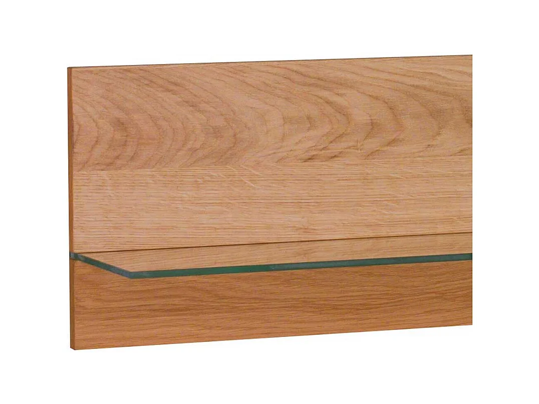 Wandboard in Eichefarben Ablage aus Glas