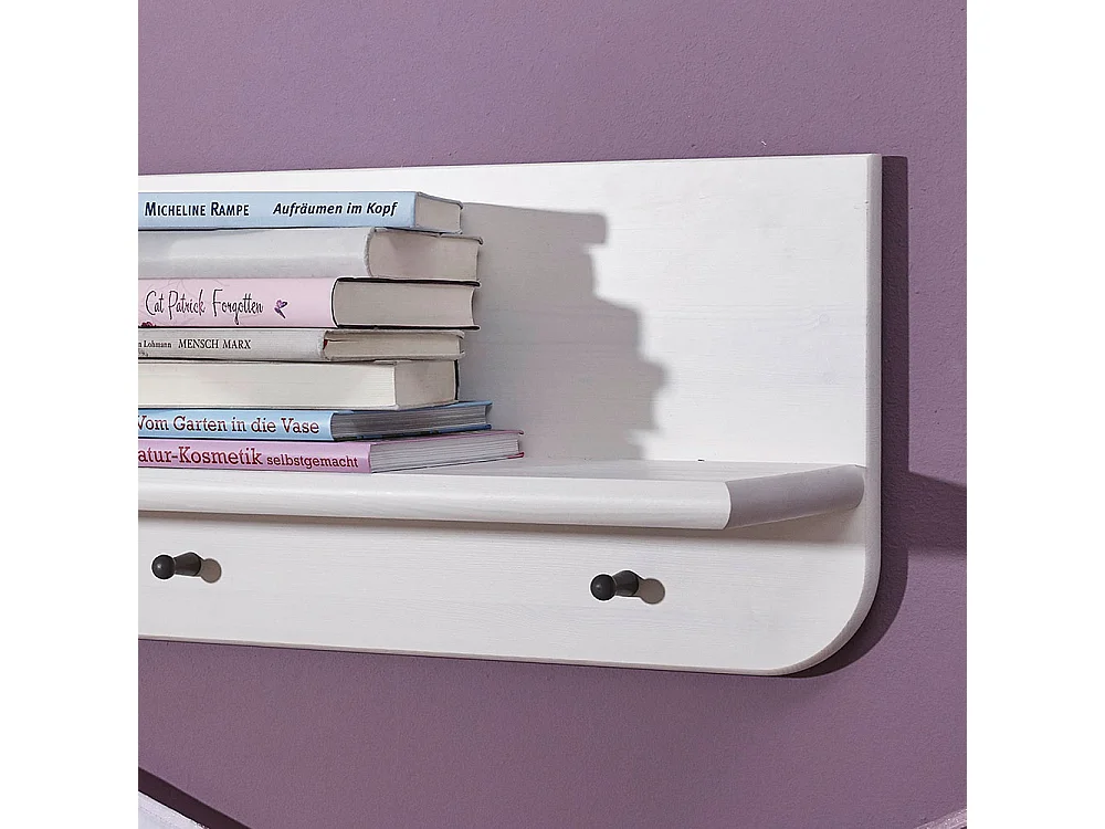 Haken Wandregal in Weiß Kiefer Massivholz