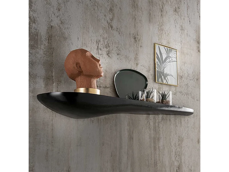 Wandboard schwarz aus Aluminium geschwungener Stein Form