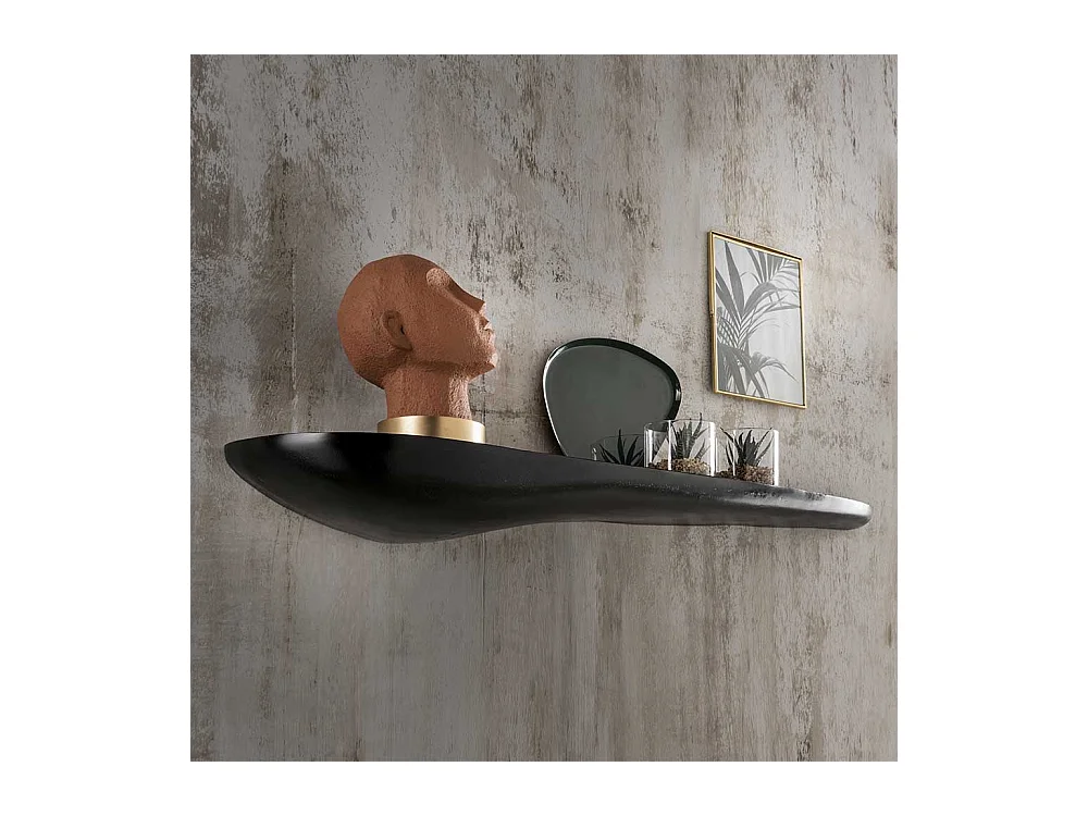 Wandboard schwarz aus Aluminium geschwungener Stein Form