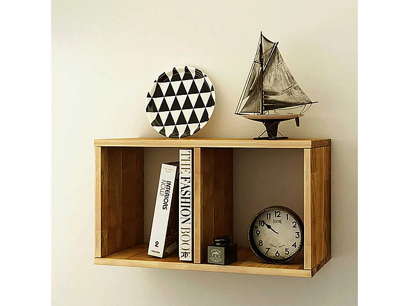 Boards Wandregale aus Eiche Massivholz mit jeweils zwei offenen Fächern (3er Set)