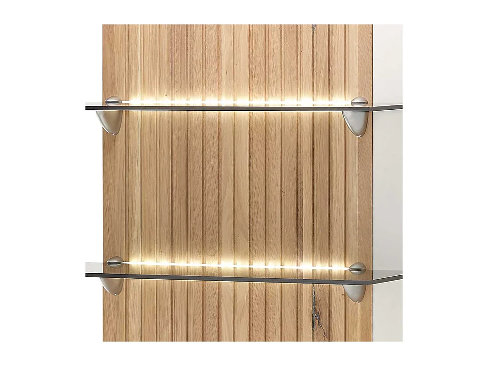 Wohnzimmerregal mit Beleuchtung in Weiß und Eiche Bianco 28 cm tief