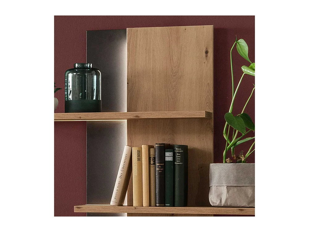 Wandhängeregal in Eiche Optik und Anthrazit 95 cm breit